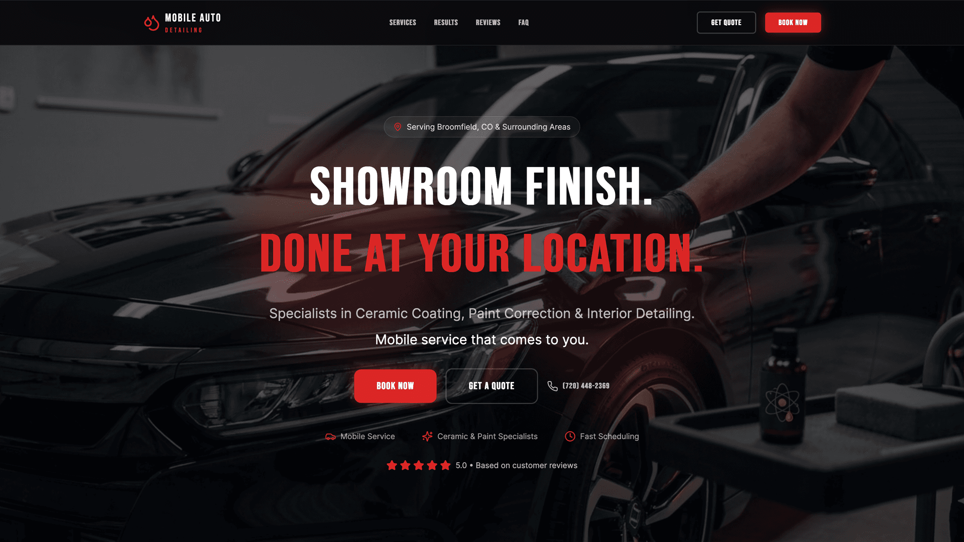 Mobile Auto Detailing website screenshot