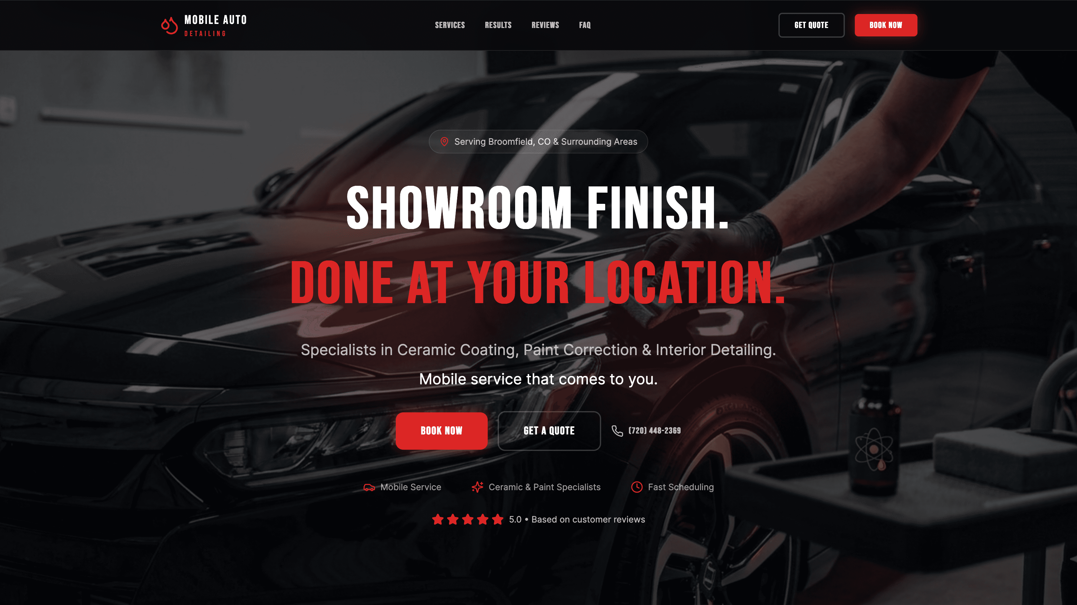 Mobile Auto Detailing website screenshot