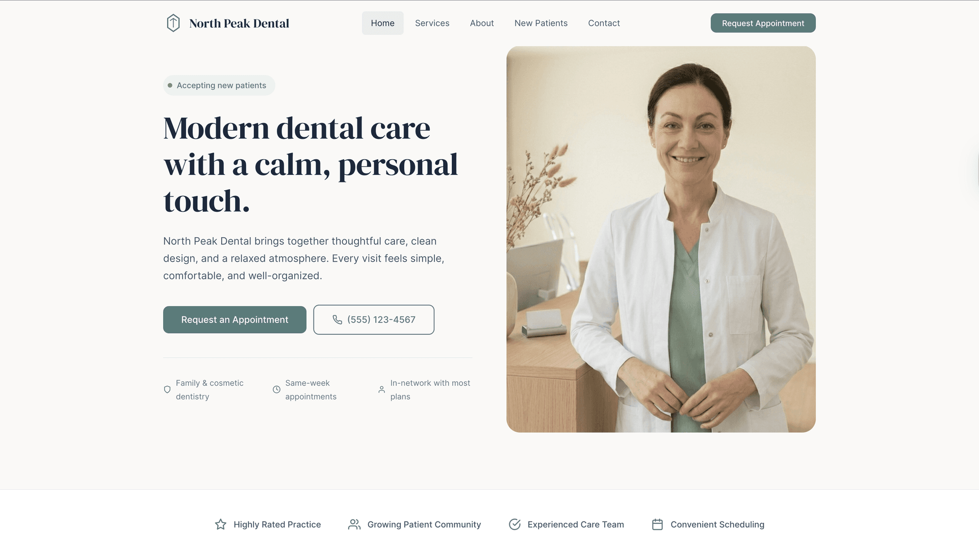 North Peak Dental website screenshot