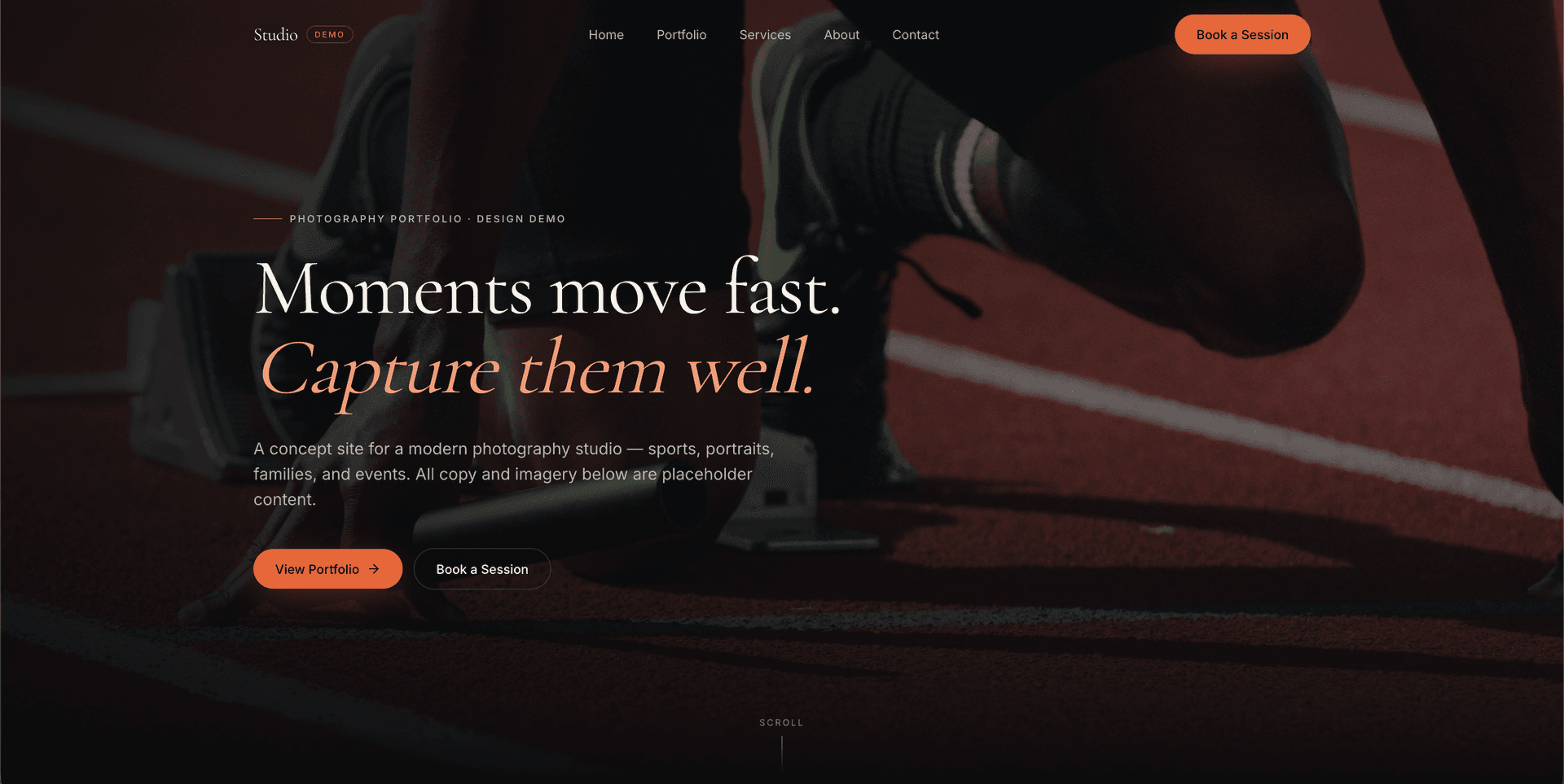 Studio — Photography Concept website screenshot