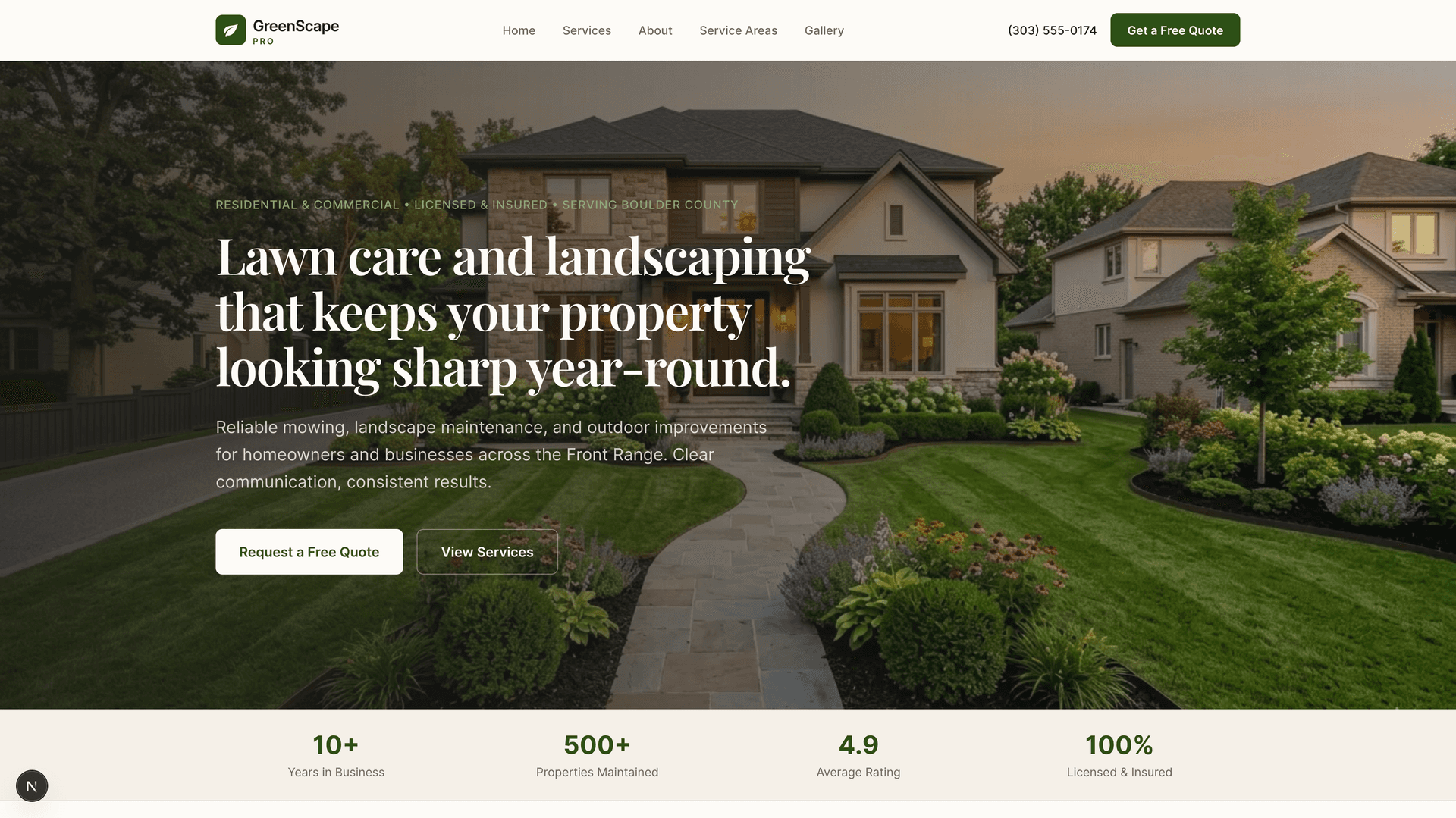 GreenScape Pro website screenshot
