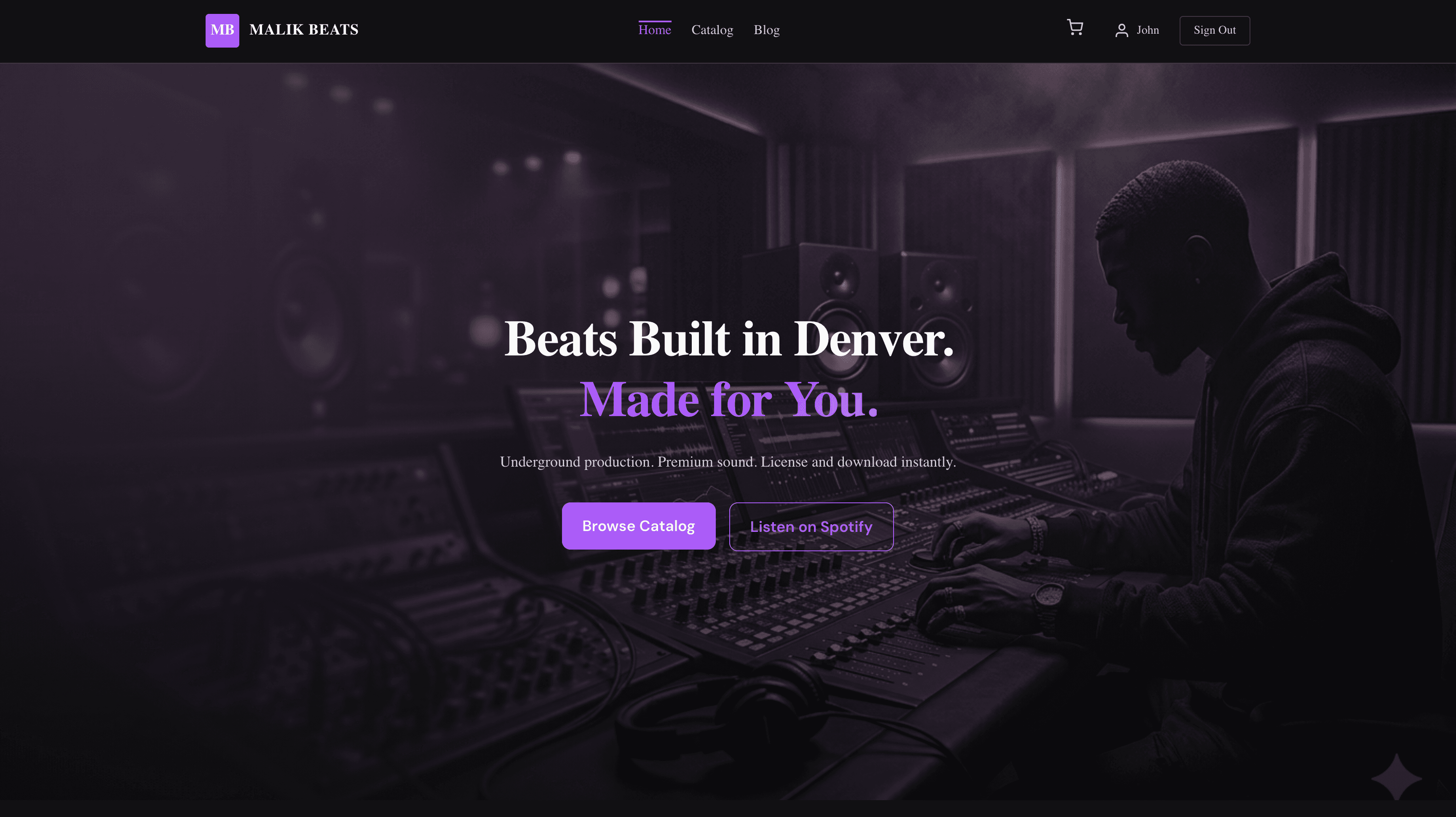JustMalikBeats website screenshot