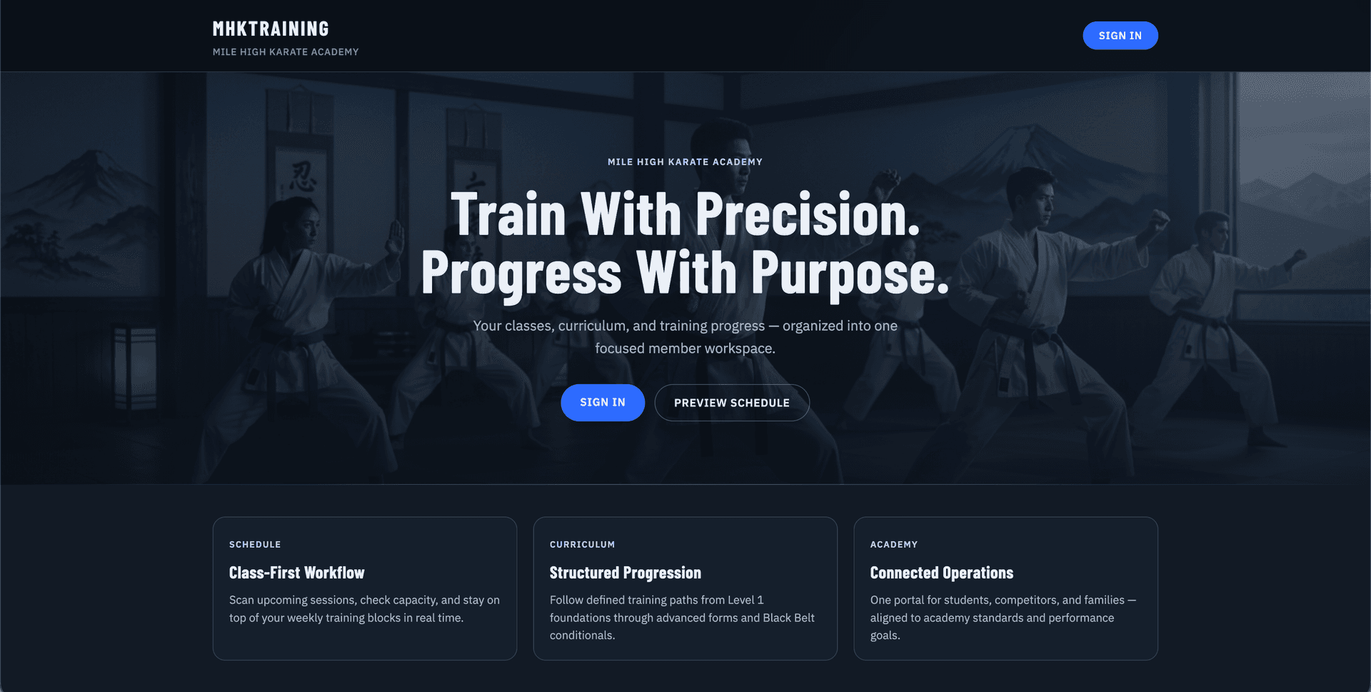 MHK Training website screenshot