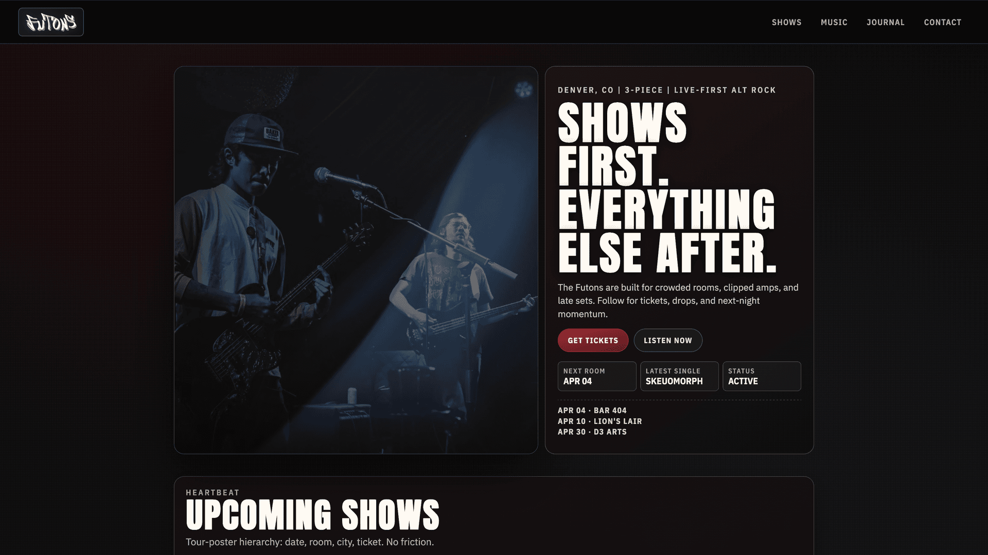 The Futons website screenshot